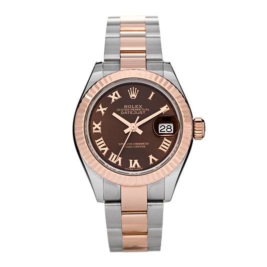 Rolex Stainless Steel 18K Everose Gold 28mm Oyster Perpetual Datejust Watch 279171
