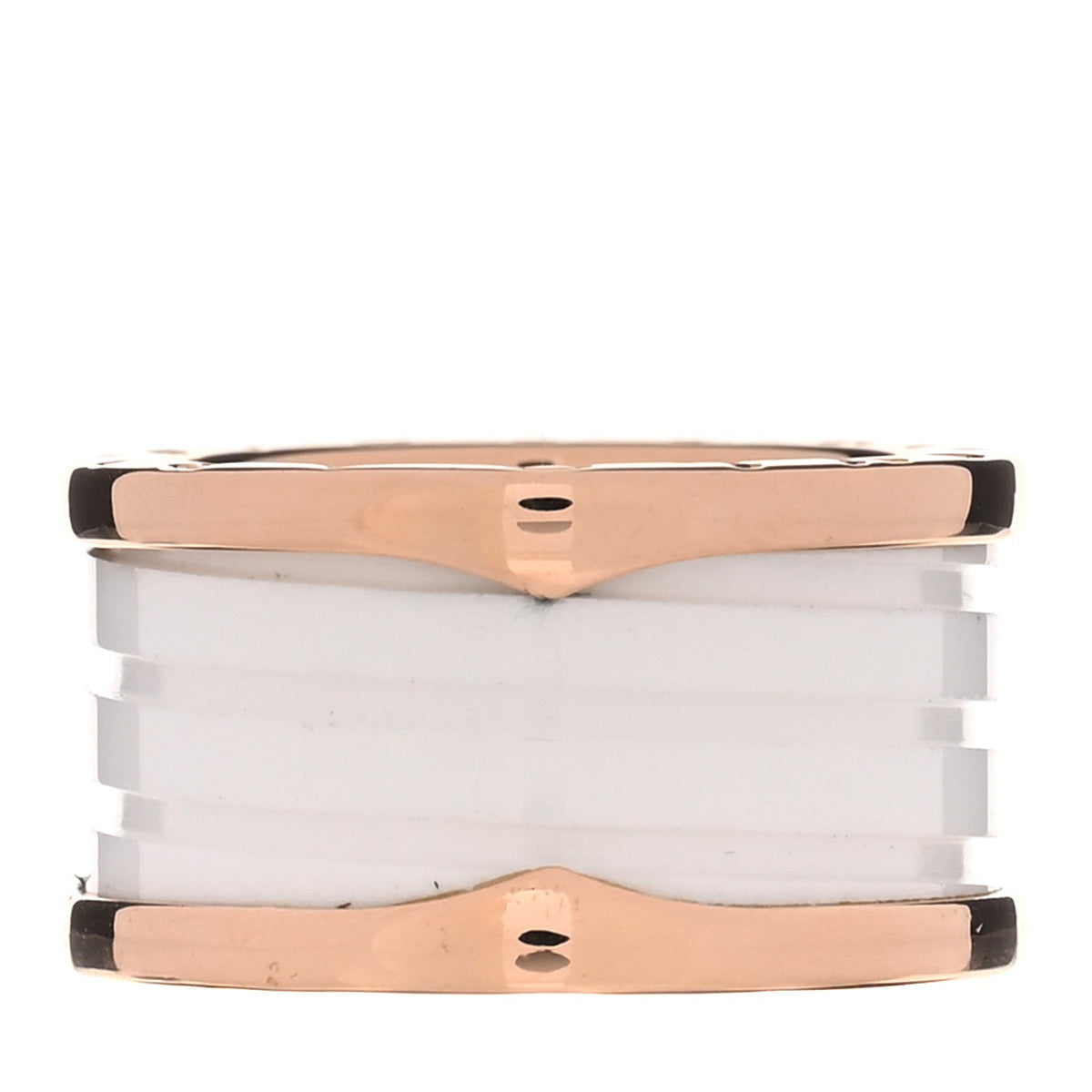 Bulgari 18K Rose Gold White Ceramic B.Zero1 Four-Band Ring 53 6.5