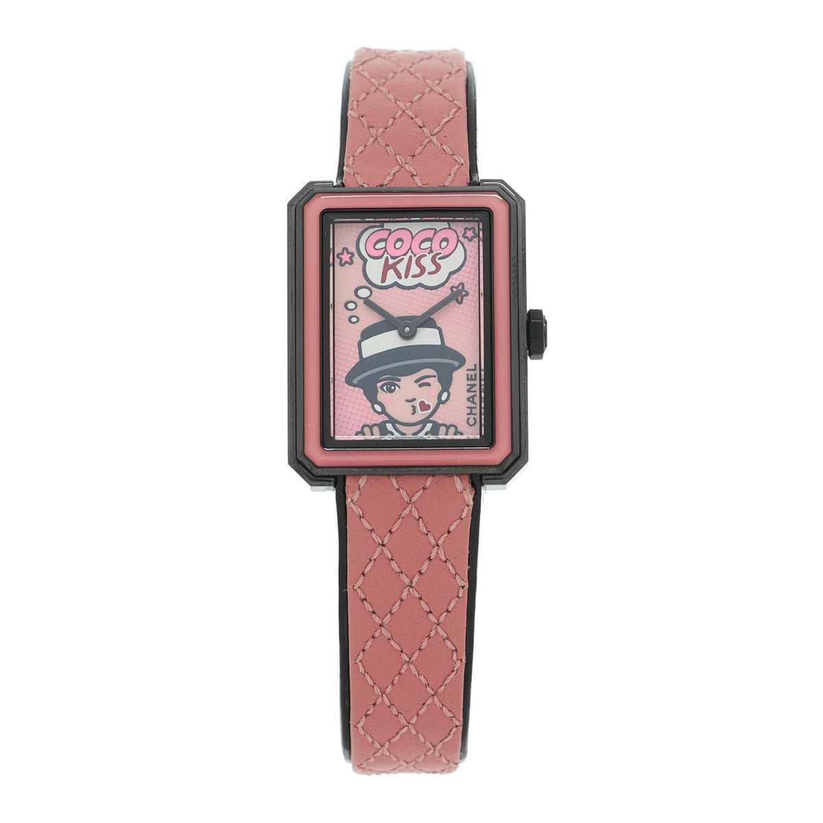 Chanel Stainless Steel Calfskin 21mm Boy-Friend Watch Pink 1878122