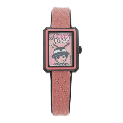 Chanel Stainless Steel Calfskin 21mm Boy-Friend Watch Pink 1878122
