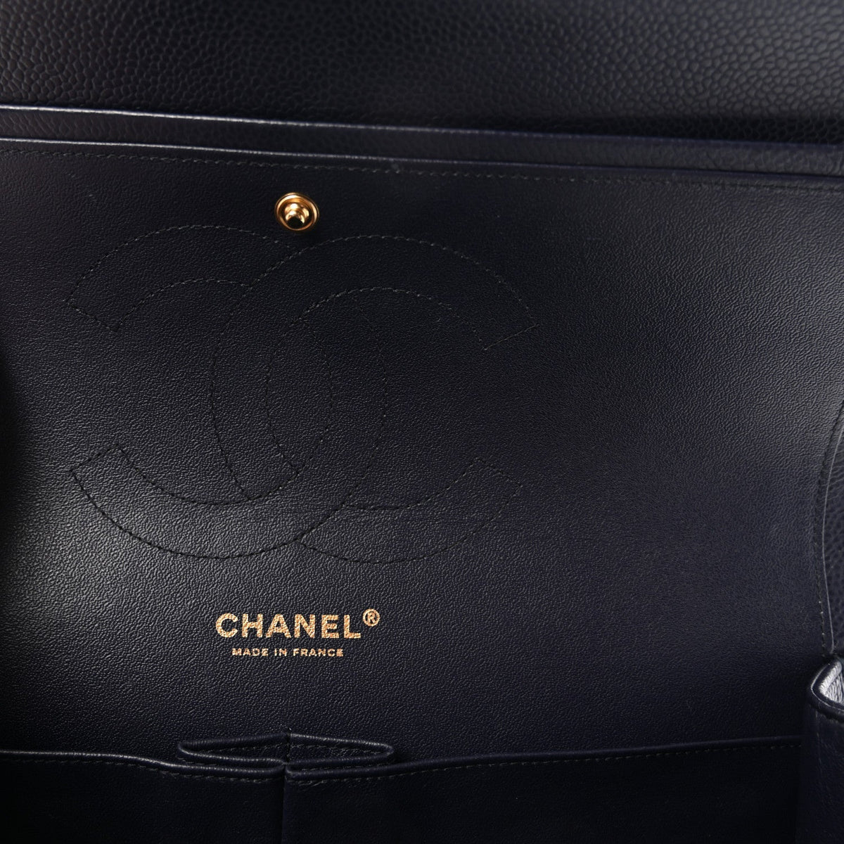 Chanel Caviar Quilted Jumbo Double Flap Navy Blue 1918305