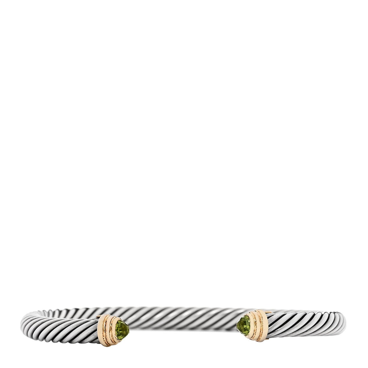 David Yurman Sterling Silver 14K Yellow Gold Peridot 5mm Cable Classics Bracelet