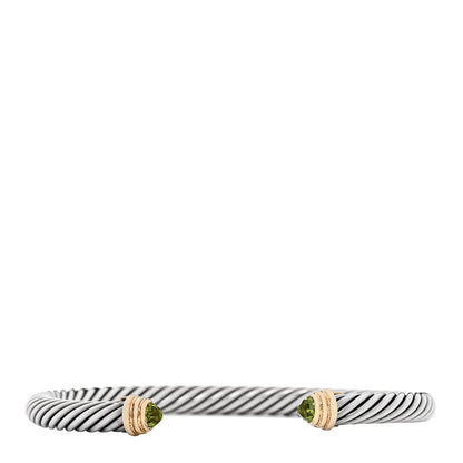 David Yurman Sterling Silver 14K Yellow Gold Peridot 5mm Cable Classics Bracelet
