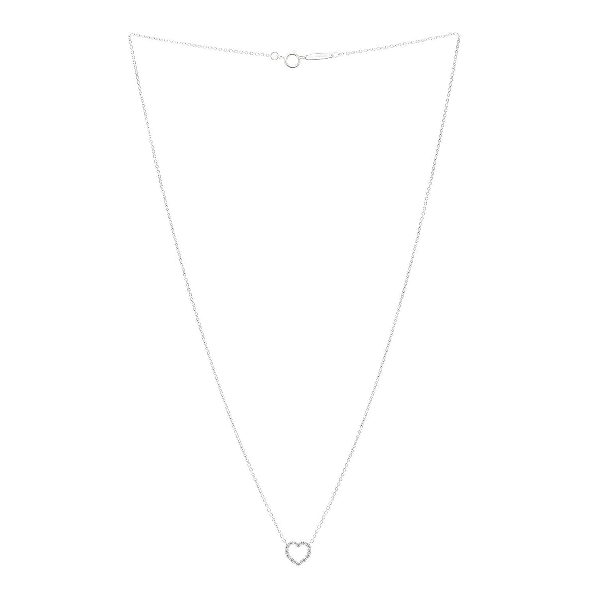 Tiffany 18K White Gold Diamond Metro Heart Pendant Necklace