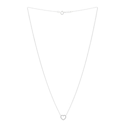 Tiffany 18K White Gold Diamond Metro Heart Pendant Necklace
