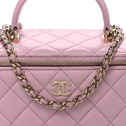 Chanel Lambskin Quilted Small Top Handle Vanity Case Light Pink 1985279