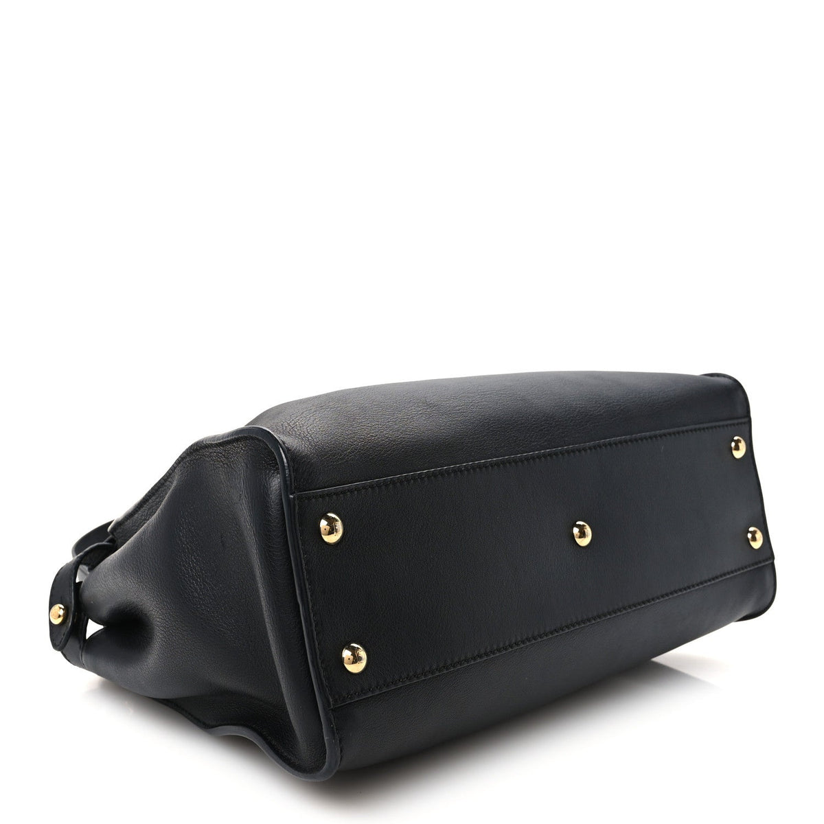 Fendi Vitello Seta Shiny Nappa Medium Peekaboo Iconic Satchel Black