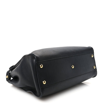 Fendi Vitello Seta Shiny Nappa Medium Peekaboo Iconic Satchel Black