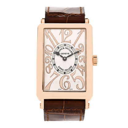 Franck Muller 18K Yellow Gold Alligator 30mm Long Island Watch Brown 1000SC