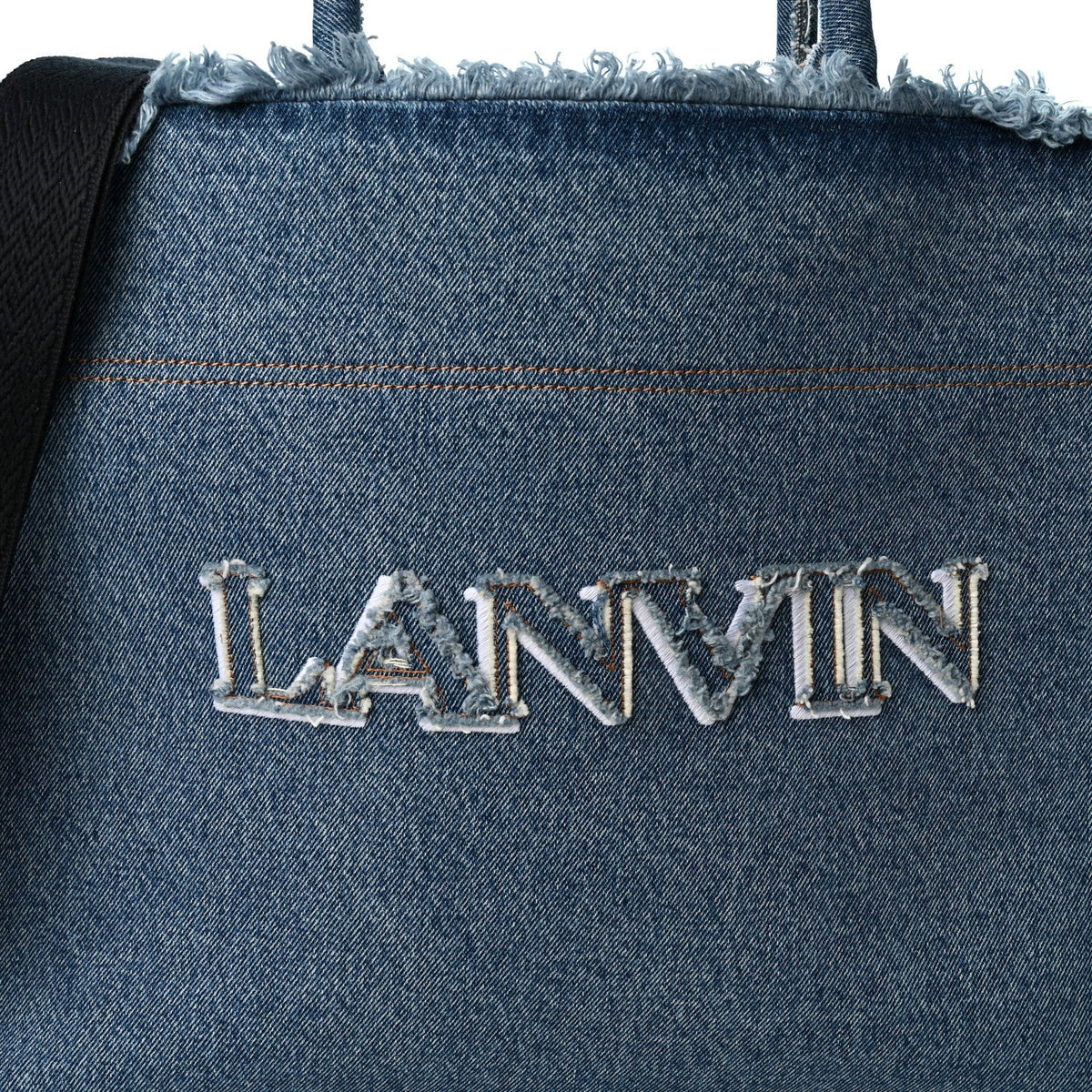 Lanvin Denim Logo Embroidered In & Out GM Tote Bag Blue