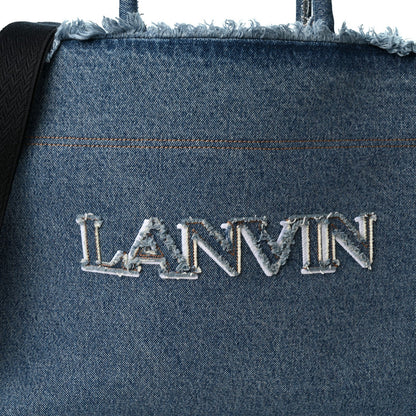 Lanvin Denim Logo Embroidered In & Out GM Tote Bag Blue