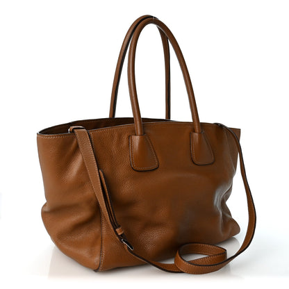 Prada Vitello Daino Shopping Tote Brown