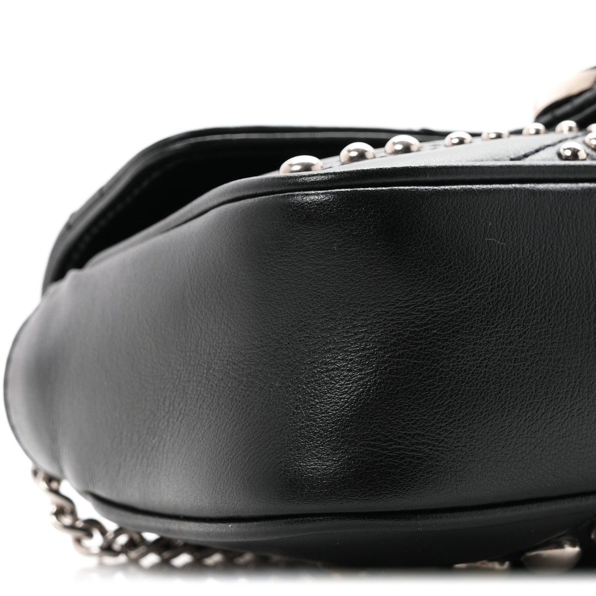 Gucci Calfskin Matelasse Studded Super Mini GG Marmont Shoulder Bag Black