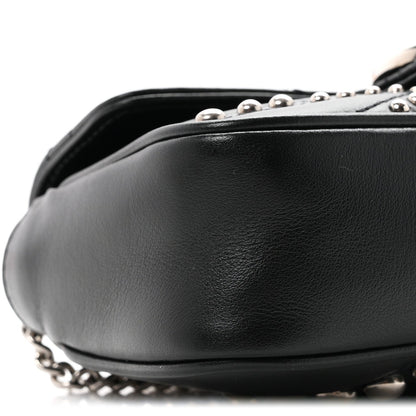 Gucci Calfskin Matelasse Studded Super Mini GG Marmont Shoulder Bag Black