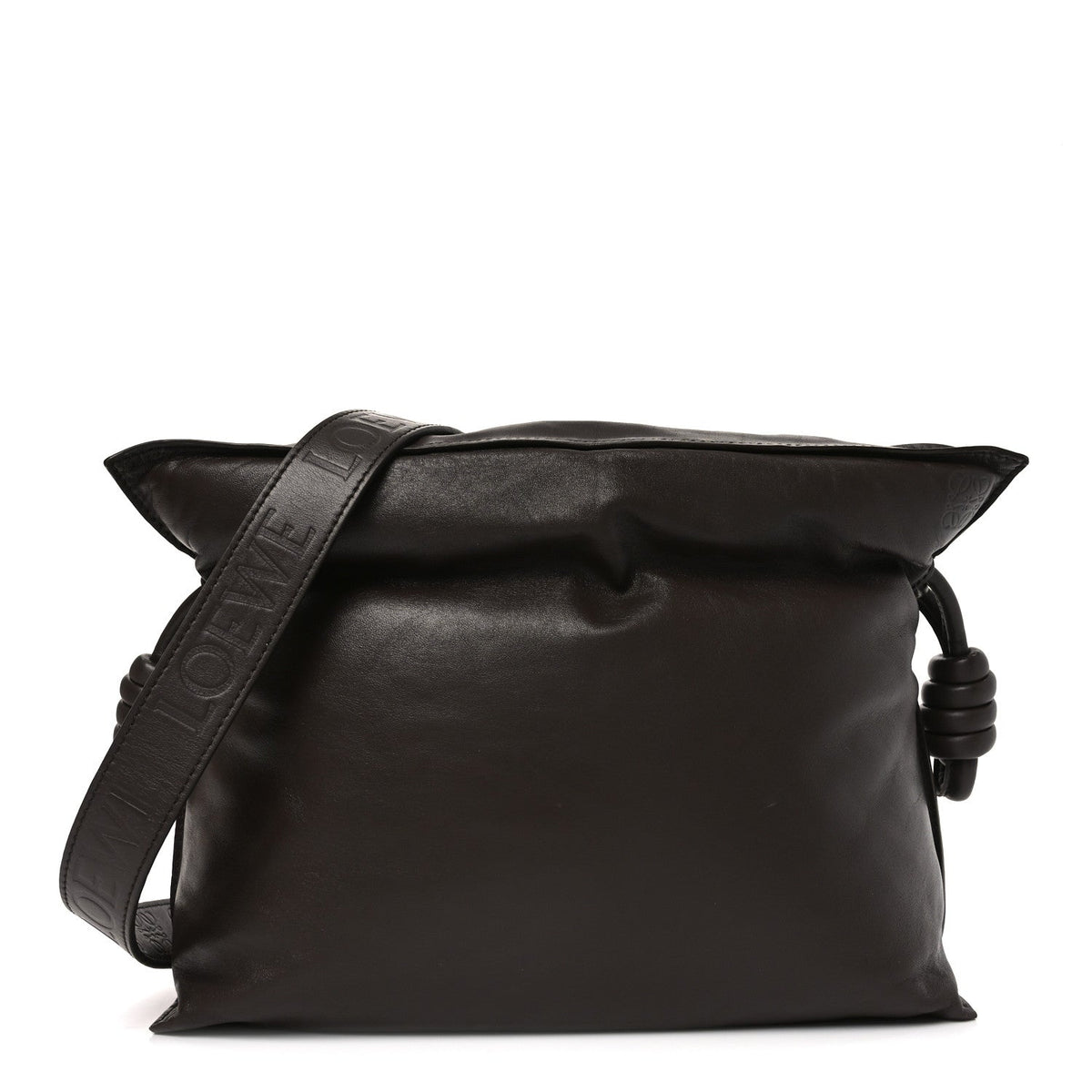 Loewe Calfskin Flamenco Puffer Knot Bag Dark Brown