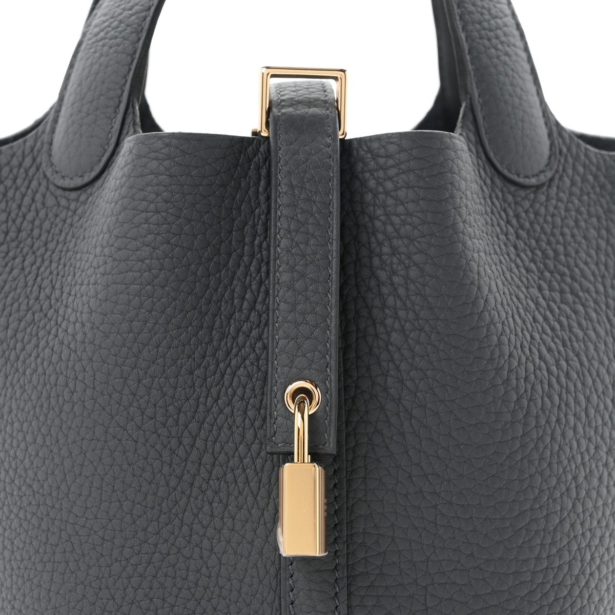 Hermes Taurillon Clemence Picotin Lock 18 PM Bag Gris Misty