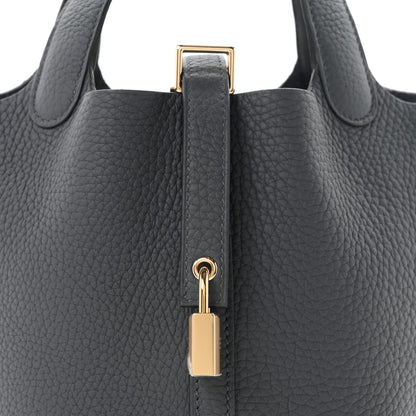 Hermes Taurillon Clemence Picotin Lock 18 PM Bag Gris Misty