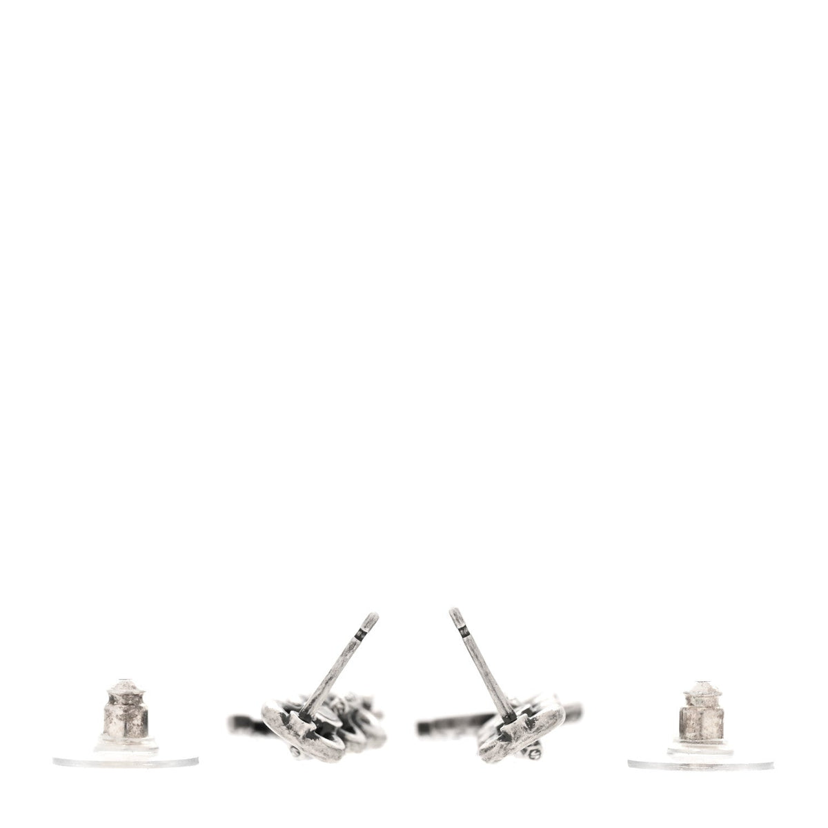 Chanel Crystal CC Chain Drop Earrings Silver