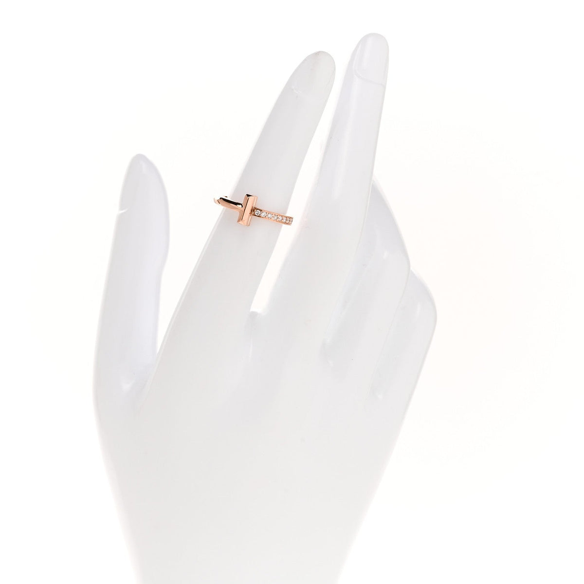Tiffany 18K Rose Gold Diamond 2.5mm T T1 Ring 50 5.5