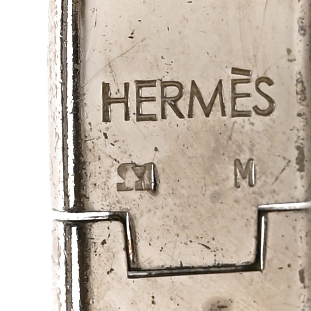 Hermes Palladium Plated Enamel Narrow Clic Clac H Bracelet GM White