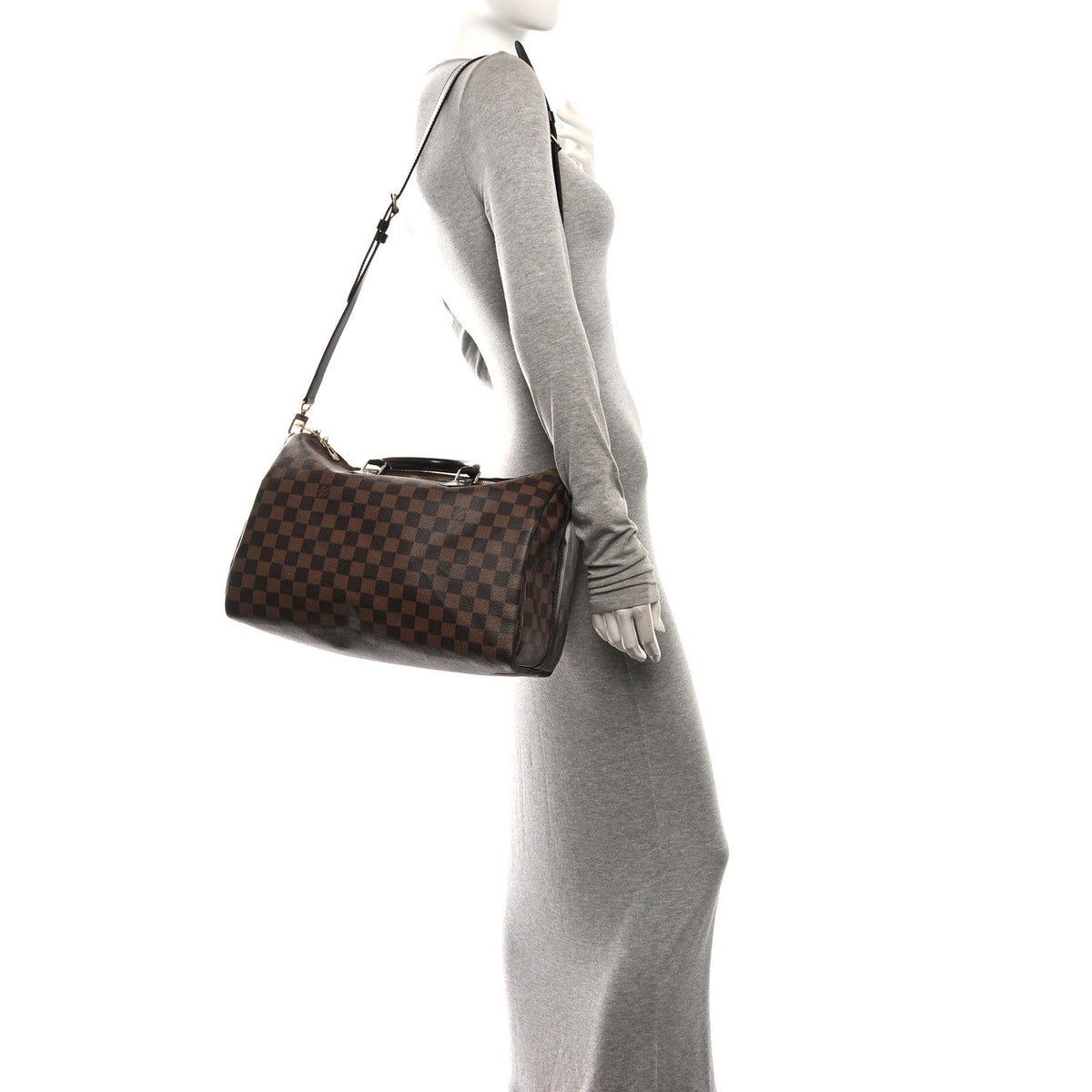 Louis Vuitton Damier Ebene Speedy Bandouliere 35 Brown