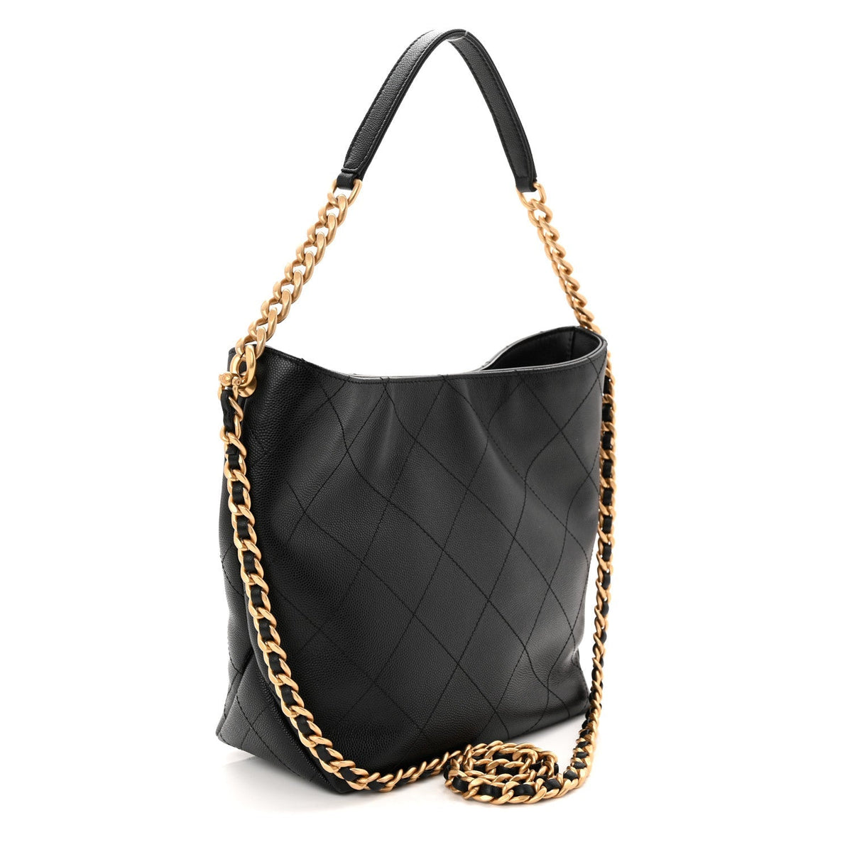 Chanel Caviar Quilted Hobo Black