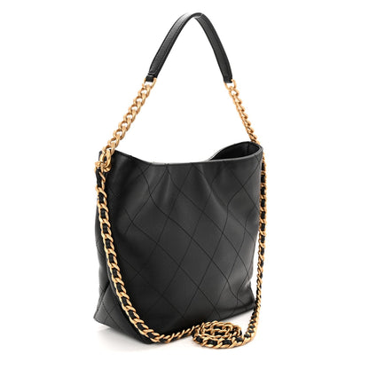 Chanel Caviar Quilted Hobo Black