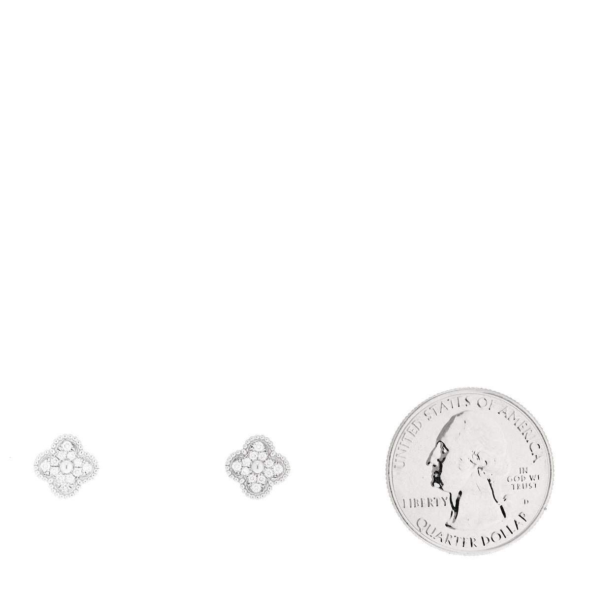Van Cleef & Arpels 18K White Gold Diamond Sweet Alhambra Earrings