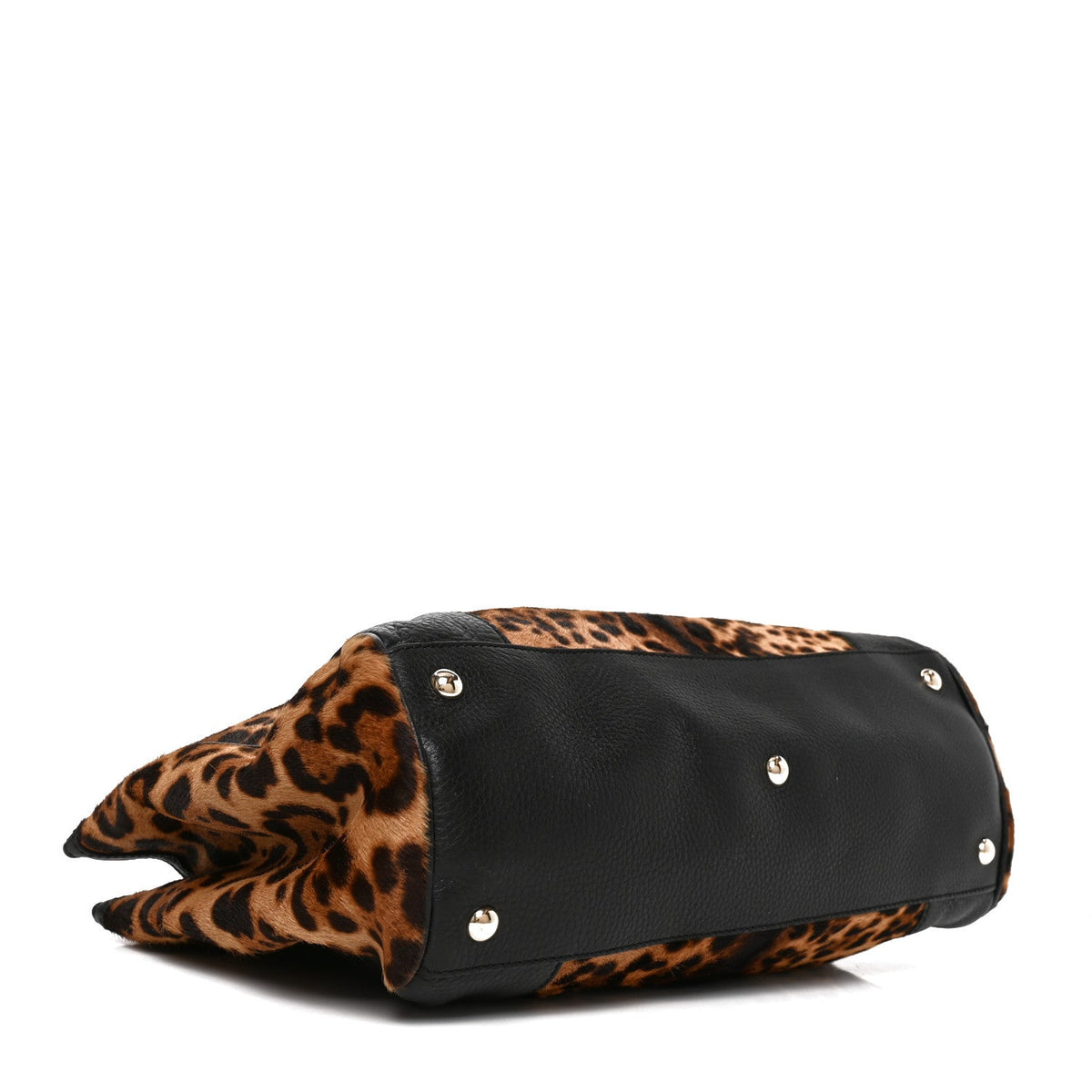 Gucci Pony Hair Cheetah Print Medium Bamboo Shopper Tote Bag