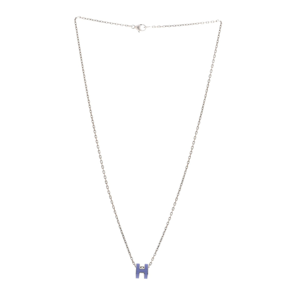 Hermes Palladium Lacquered Mini Pop H Pendant Necklace Lilas