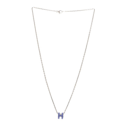 Hermes Palladium Lacquered Mini Pop H Pendant Necklace Lilas