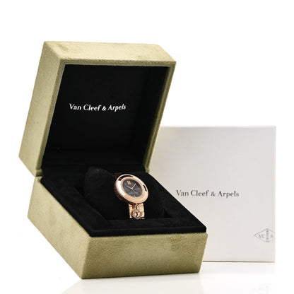 Van Cleef & Arpels 18K Rose Gold Diamond 32mm Charms Watch Black