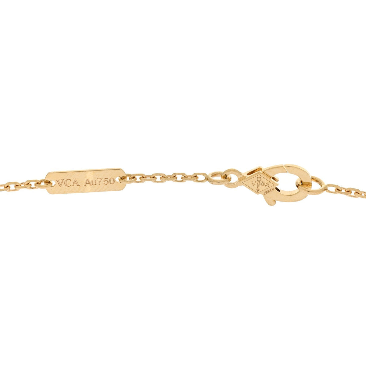 Van Cleef & Arpels 18K Yellow Gold Guilloche Vintage Alhambra Pendant Necklace 45.1cm