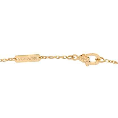 Van Cleef & Arpels 18K Yellow Gold Guilloche Vintage Alhambra Pendant Necklace 45.1cm