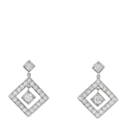 Tiffany Platinum Diamond Legacy Square Open Drop Earrings