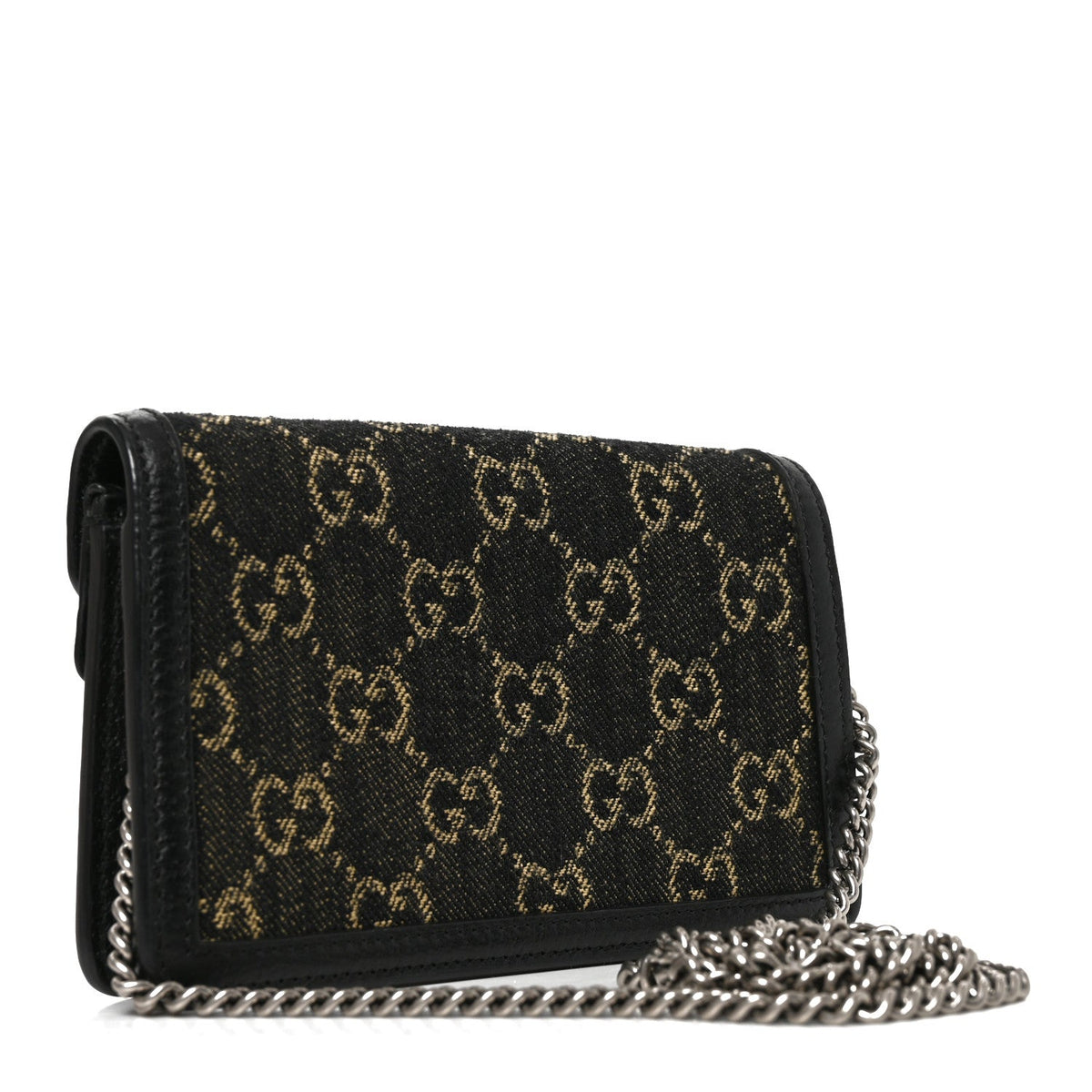 Gucci Jacquard Denim GG Monogram Super Mini Dionysus Shoulder Bag Black Ivory