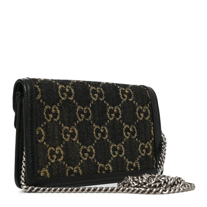 Gucci Jacquard Denim GG Monogram Super Mini Dionysus Shoulder Bag Black Ivory