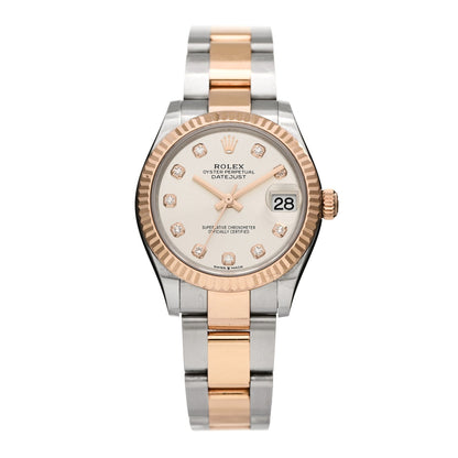 Rolex Stainless Steel 18K Everose Gold Diamond 31mm Datejust Watch Silver 278271