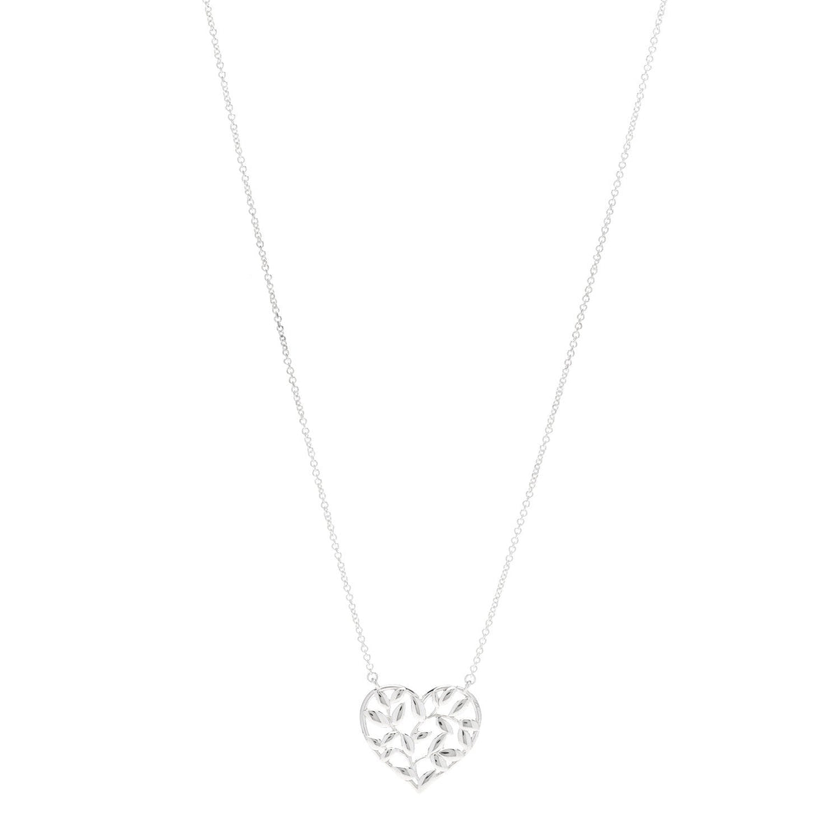 Tiffany Sterling Silver Paloma Picasso Olive Leaf Heart Pendant Necklace