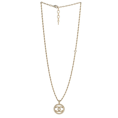 Chanel Pearl CC Round Pendant Necklace Gold