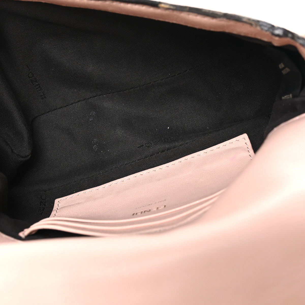 Fendi Nappa FF 1974 Embossed Mini Baguette Rosa Quarzo