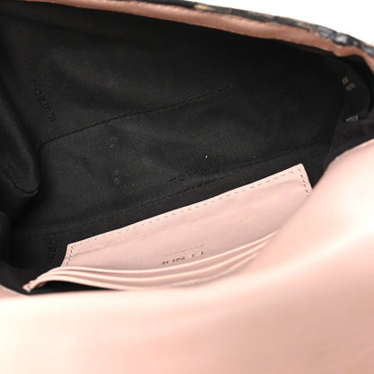 Fendi Nappa FF 1974 Embossed Mini Baguette Rosa Quarzo