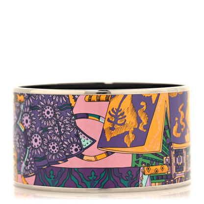 Hermes Palladium Plated Printed Extra Wide Bracelet 70