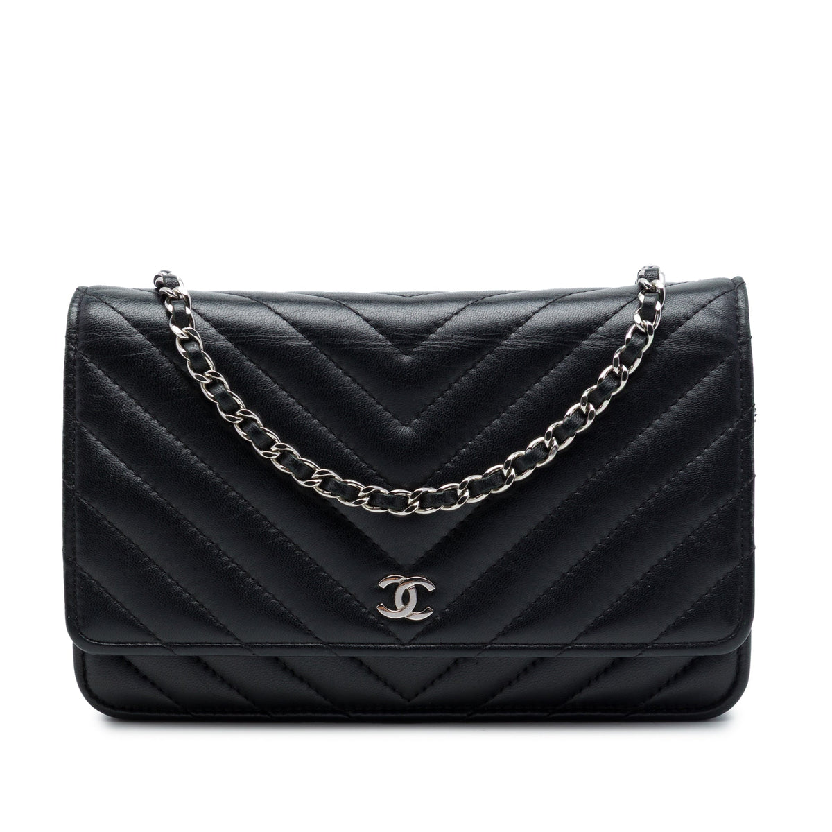 Wallet on Chain Chevron Lambskin
