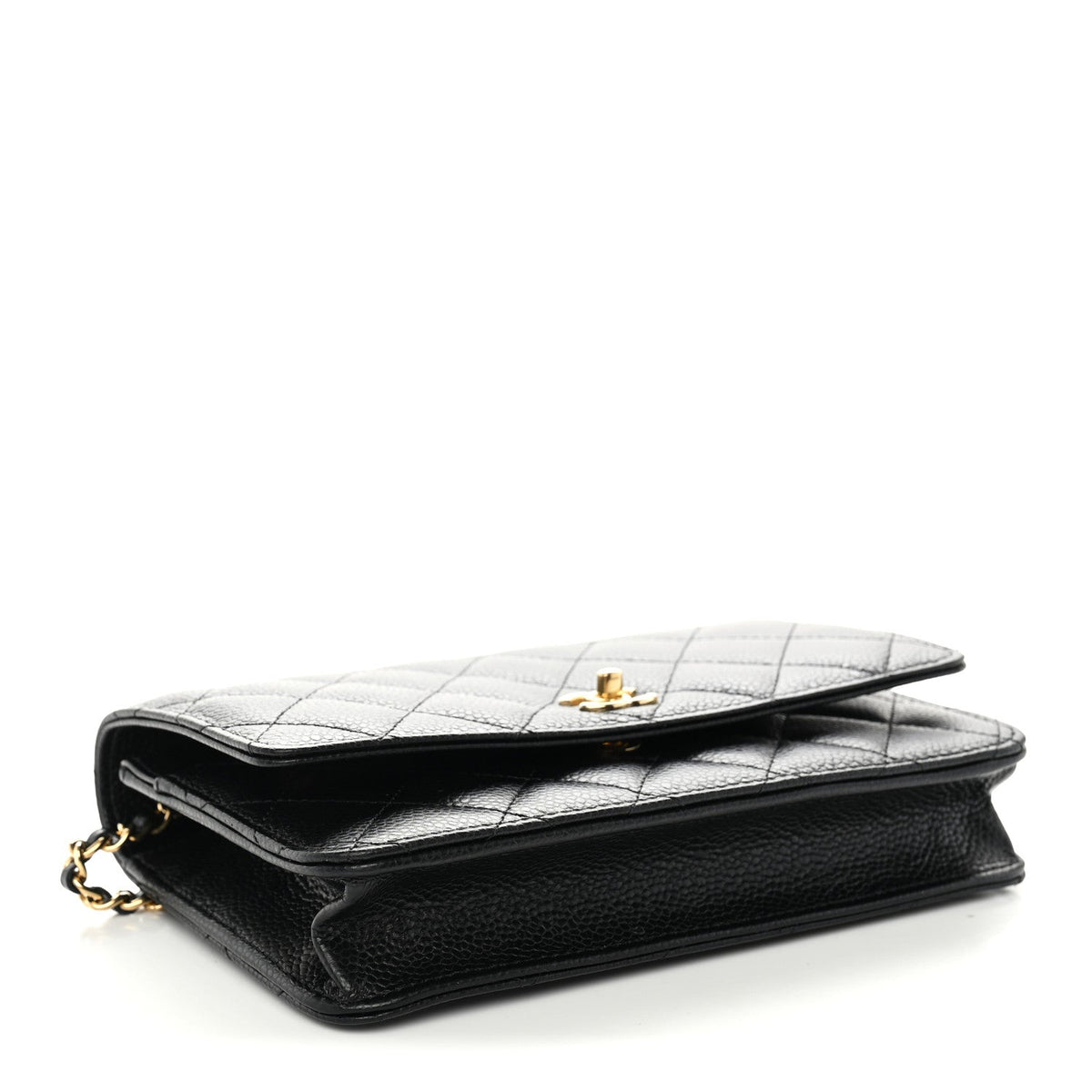 Chanel Caviar Quilted CC Turnlock Wallet On Chain WOC Black