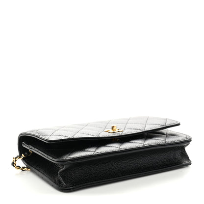 Chanel Caviar Quilted CC Turnlock Wallet On Chain WOC Black