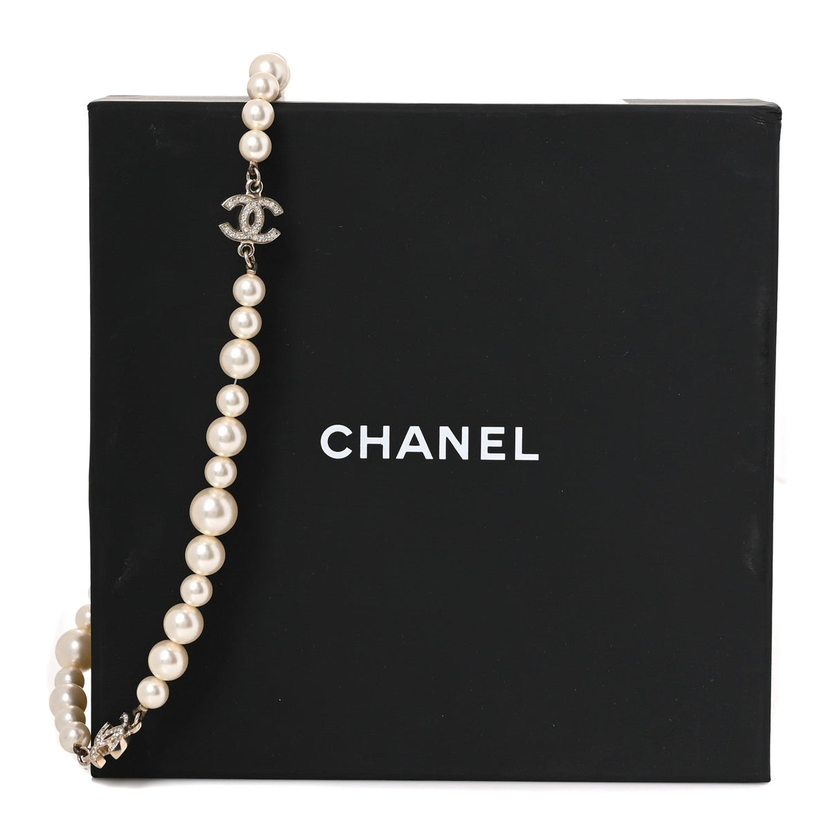 Chanel Crystal Pearl CC Short Necklace Gold
