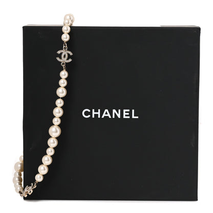 Chanel Crystal Pearl CC Short Necklace Gold