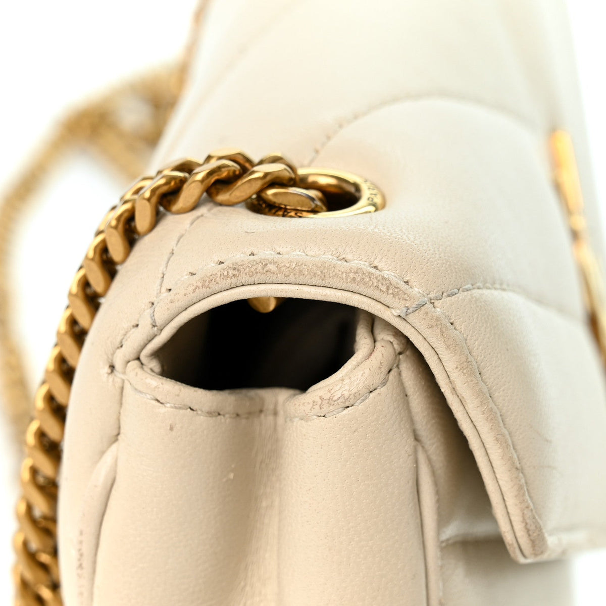 Saint Laurent Lambskin Chevron Quilted Mini LouLou Crema Soft