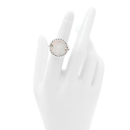 David Yurman Sterling Silver Mother of Pearl Diamond Elements Ring 49 5